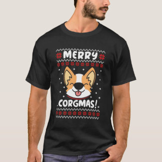 Vrolijke Corgmas Corgi Dog Grappig Lelijk Cadeau V T-shirt