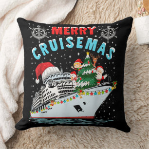 Vrolijke Cruisemas Cruise Schip Familie Kerstmis Kussen