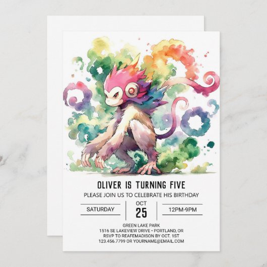 Vrolijke Custom Monkey Verjaardag Kaart (Voorkant / Achterkant)