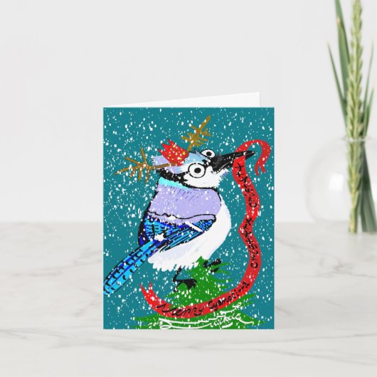 Vrolijke Cyanocitta cristatacristatamas! Feestdagen Kaart (Voorkant)