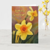 Vrolijke Daffodil Flowers Art Birthday Kaart (Gele Bloem)