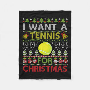 Vrolijke dag Ik wil een tennis voor kerst lelijke Fleece Deken