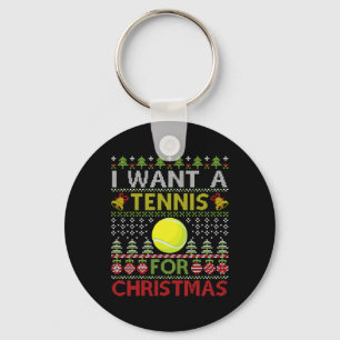 Vrolijke dag Ik wil een tennis voor kerst lelijke Sleutelhanger