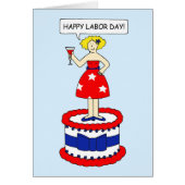 Vrolijke Dag van de Arbeid, Cartoon Dame op een Ka (Voorkant)