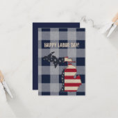 Vrolijke Dag van de Arbeid! | Michigan | Buffalo P Kaart (Voorkant / Achterkant in situ)