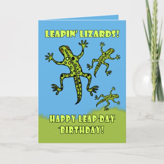 Vrolijke Dag van de Lekker. Leaping Lizards Card Kaart (Voorkant)