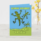Vrolijke Dag van de Lekker. Leaping Lizards Card Kaart (Gele Bloem)