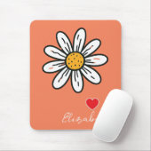 Vrolijke Daisy Illustration Schattige Retro Desk A Muismat (Met muis)