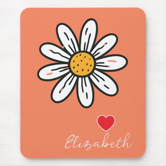 Vrolijke Daisy Illustration Schattige Retro Desk A Muismat (Voorkant)