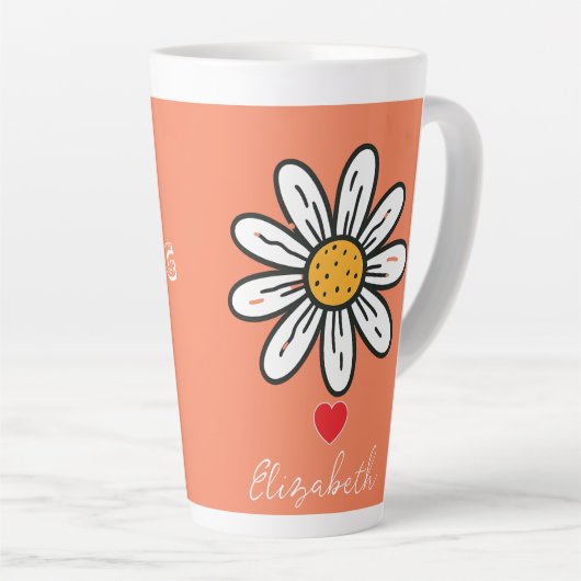 Vrolijke Daisy Illustration Schattigee Retro Koffi Latte Mok (Rechterhoek)