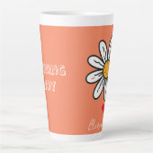 Vrolijke Daisy Illustration Schattigee Retro Koffi Latte Mok (Voorkant)