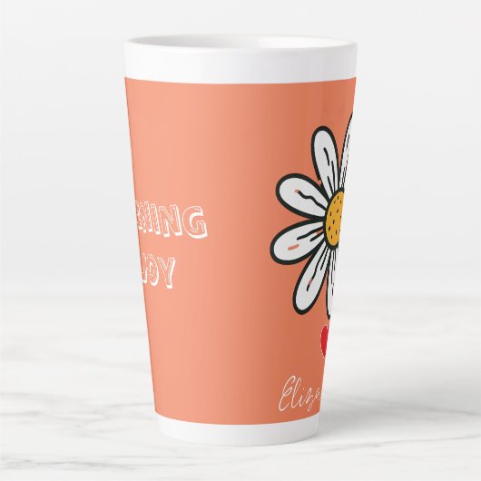 Vrolijke Daisy Illustration Schattigee Retro Koffi Latte Mok (Voorkant)