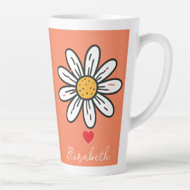 Vrolijke Daisy Illustration Schattigee Retro Koffi Latte Mok