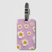 Vrolijke Daisy Pattern op Roze Achtergrond Bagagelabel (Voorkant (verticaal))