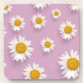 Vrolijke Daisy Pattern op Roze Achtergrond Bier Onderzetter (Voorkant)