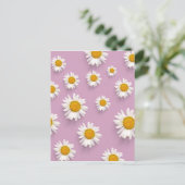 Vrolijke Daisy Pattern op Roze Achtergrond Briefkaart (Staand voorkant)