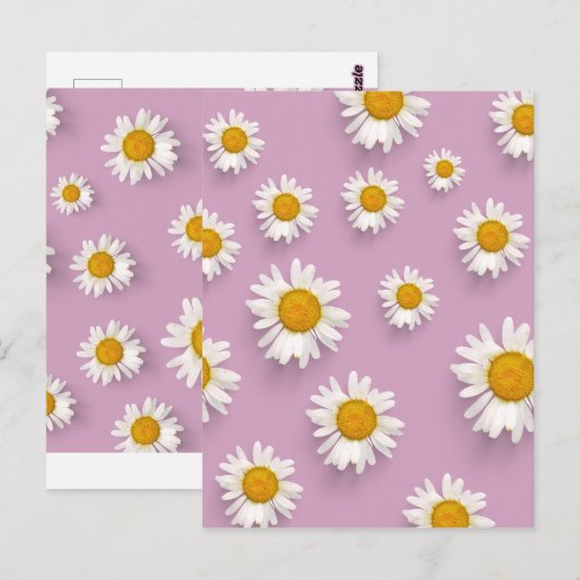 Vrolijke Daisy Pattern op Roze Achtergrond Briefkaart (Voorkant / Achterkant)