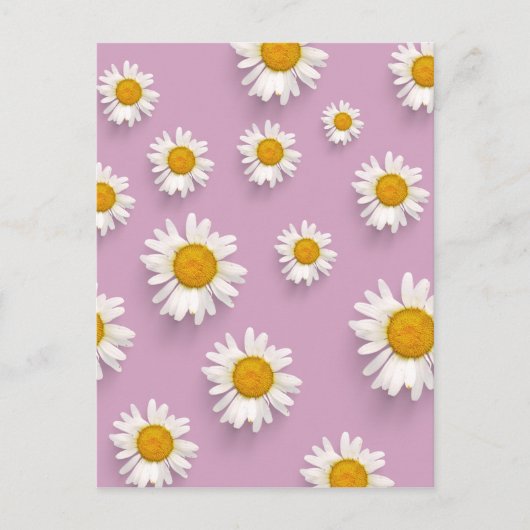 Vrolijke Daisy Pattern op Roze Achtergrond Briefkaart (Voorkant)