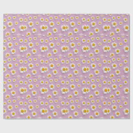 Vrolijke Daisy Pattern op Roze Achtergrond Cadeaupapier