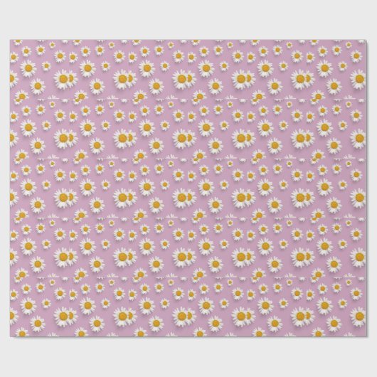 Vrolijke Daisy Pattern op Roze Achtergrond Cadeaupapier (Vlak)