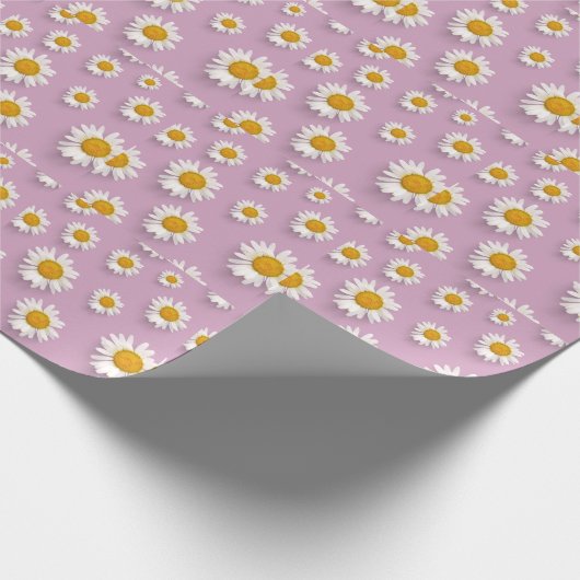 Vrolijke Daisy Pattern op Roze Achtergrond Cadeaupapier (Hoek)