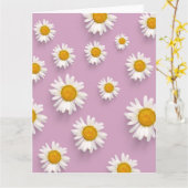 Vrolijke Daisy Pattern op Roze Achtergrond Kaart (Gele Bloem)