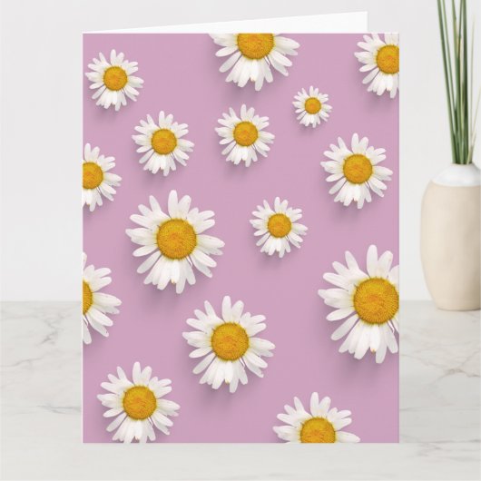 Vrolijke Daisy Pattern op Roze Achtergrond Kaart (Voorkant)