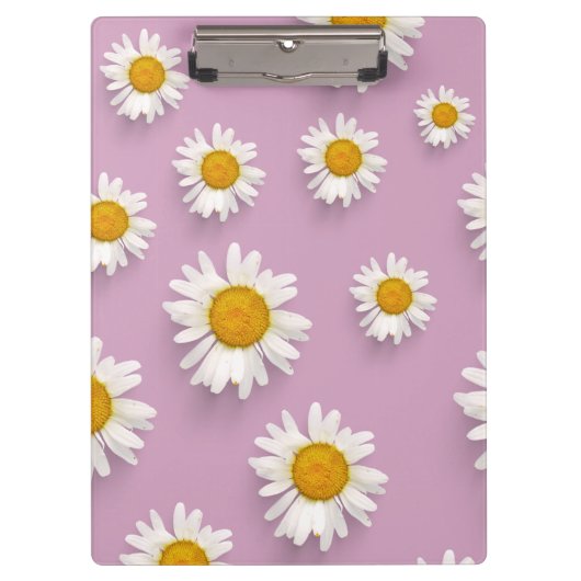 Vrolijke Daisy Pattern op Roze Achtergrond Klembord (Voorkant)