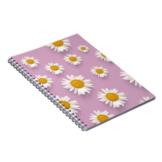 Vrolijke Daisy Pattern op Roze Achtergrond Notitieboek (Rechterzijde)