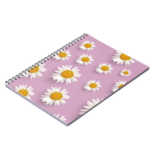 Vrolijke Daisy Pattern op Roze Achtergrond Notitieboek (Linkerzijde)