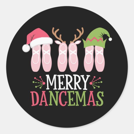 Vrolijke Dansers Kerstballet Schoenen Dansen Ronde Sticker (Voorkant)