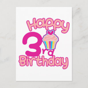 Vrolijke derde verjaardag! briefkaart