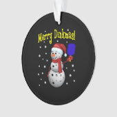 Vrolijke Dinkma's! Pickleball Sneeuwman Kerstcadea Ornament (voorkant)