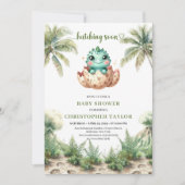 Vrolijke Dino-ei uitkomende baby shower kaart (Voorkant)