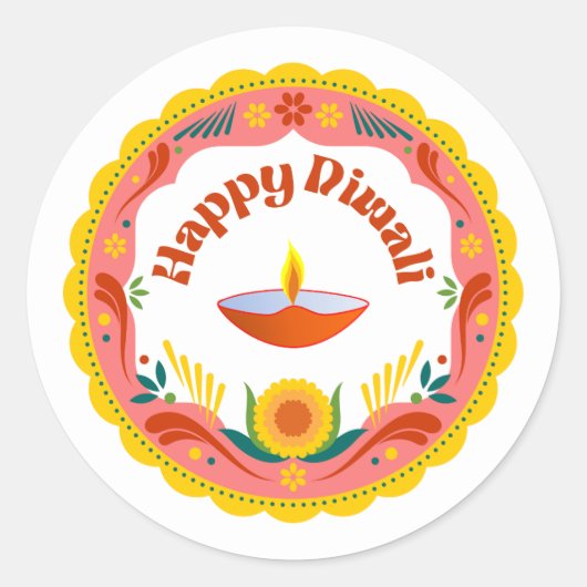 vrolijke Diwali Ronde Stickers (Voorkant)
