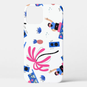 Vrolijke DJ, tropisch strandpatroon. Case-Mate iPhone Case