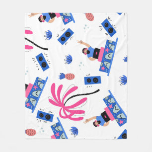 Vrolijke DJ, tropisch strandpatroon. Fleece Deken