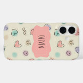 Vrolijke doedels van harten, Stippen en Wavy Lines Case-Mate iPhone Case (Achterkant (horizontaal))