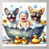 Vrolijke Dog Bath Time Wall Poster (Voorkant)
