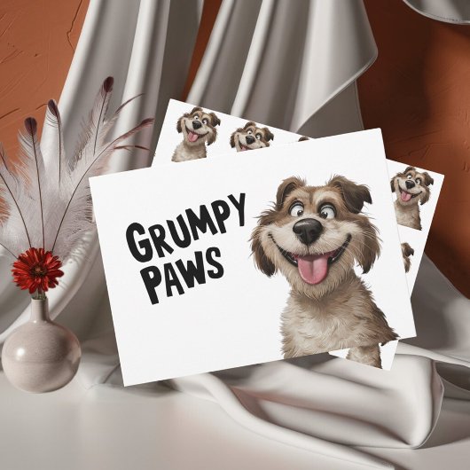 Vrolijke Dog Vaderdag Kaart - Grumpy Paws Funny Notitiekaartje