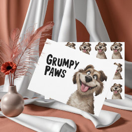 Vrolijke Dog Vaderdag Kaart - Grumpy Paws Funny Notitiekaartje
