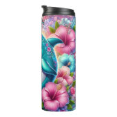 Vrolijke Dolfijn Floral Fantasy Sparkles Thermosbeker (Geroteerd rechts)