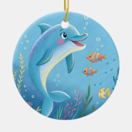 Vrolijke dolfijnmomenten keramisch ornament