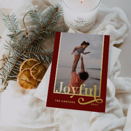 Vrolijke donkere bordeauxrode vetgedrukte typograf folie feestdagenkaart