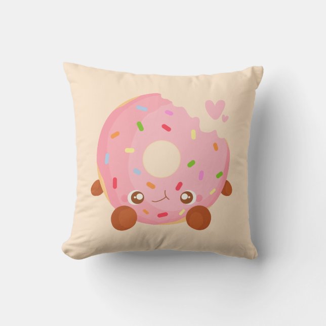 Vrolijke donut met spikkels kussen (Voorkant)