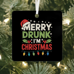 Vrolijke Dronken Ik Ben Kerst Grappige Kerstman Gr Metalen Ornament