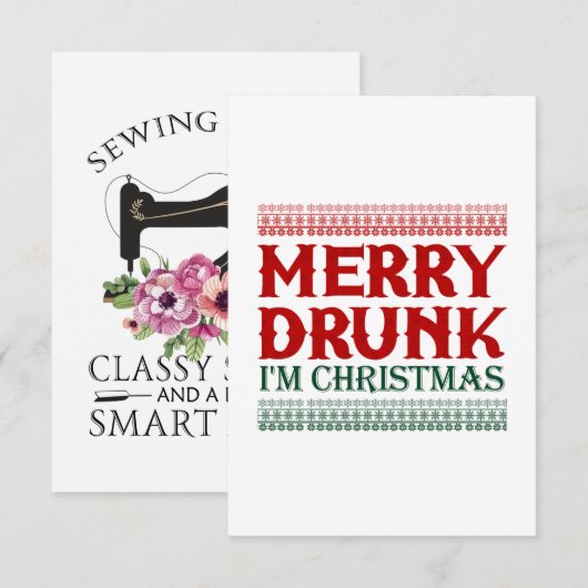 Vrolijke Dronken Ik ben Kerstmis Kaart (Voorkant / Achterkant)