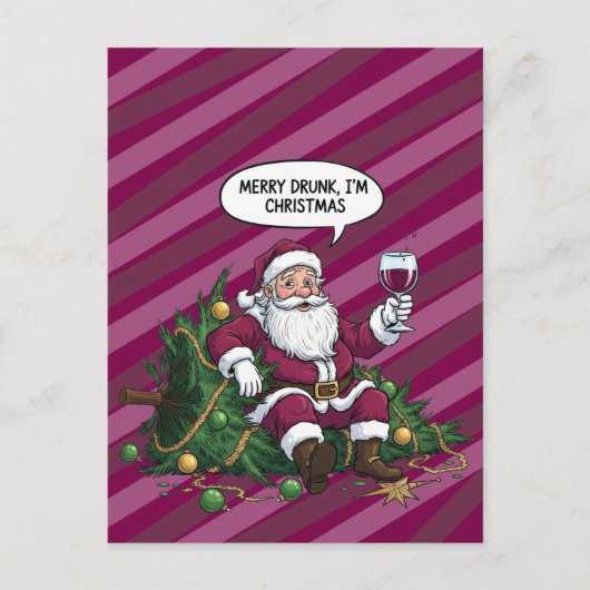 Vrolijke Dronken Kerstman Kerstmis Briefkaart (Voorkant)