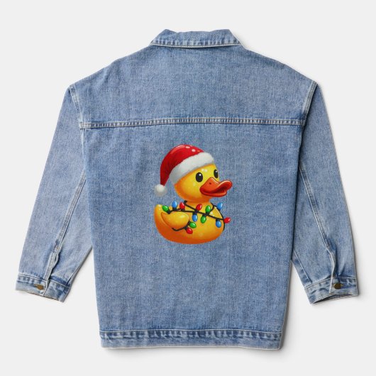 Vrolijke Duckmas, Santa Rubber Duck Kerstmis Denim Jacket (Achterkant)