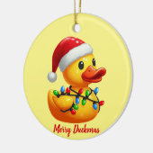 Vrolijke Duckmas, Santa Rubber Duck Kerstmis Keramisch Ornament (Links)